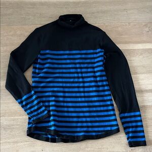 Duluth Trading Co black and blue striped sweater